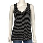 White House | Black Market  Rhinestone Striped V Neck Tank Top Small Black White Photo 1