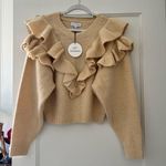 Lost + Wander Tan Ruffle Crewneck Oversized Relaxed Fit Sweater Size XS/S NWT Photo 0