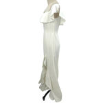 Jay‎ Godfrey Balon White Ruffle Shoulder Long Crepe Gown Size 6 Photo 5