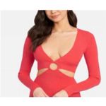 Bebe  Porcelain Rose‎ Cutout Ribbed Bodycon Midi Dress Photo 6