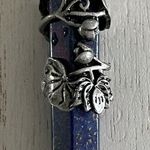 Wire wrapped Lapis lotus sword pendant, amulet, meditation Blue Photo 3