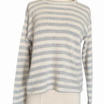 Southern Spirit XS Off White Fine Blue Striped Slub Knit Cropped Sweater NWOT Photo 0