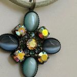 Cookie Lee Crystal and cats eye pendant necklace Photo 8
