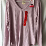 Chaser  V Neck Waffle Knit Long Sleeve in Lavender Size Medium Photo 0