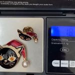 Betsey Johnson Rare Retired Enamel Black Cat with Christmas Hat Pin Brooch Photo 9