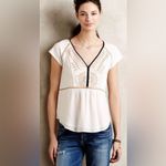 Anthropologie Akemi + Kin Ivory Overlay Embroidered Kiera Boho Blouse Top XS Photo 1