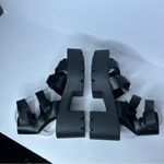 New faux leather Black Chunky Platform Sandals 6 Silver Buckles Photo 4