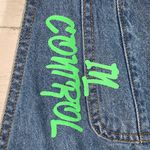 Spoon Jeans Spoon Graffiti Graphic Short Overalls Denim Blue Jean Shortalls Women Size M Photo 5