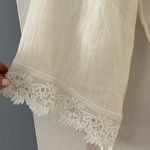 Alexis White Linen Square Neck Bell Sleeve Lace Trim Mini Dress Cover-Up Small Photo 1