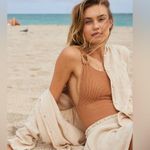 Aerie  Shimmery Crinkle Birthday Scoop Cheekiest One Piece Swimsuit in Beach Dune Photo 0