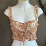 Le lis Floral Smocked Shirred Crop Top Size Medium Photo 0