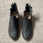 Matte Black Chunky Heeled Ruffle Ankle Bootie | Size 7.5 Photo 0