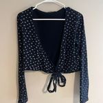 Brandy Melville navy blue long sleeve wrap top Photo 0