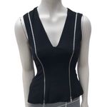 ZARA  Black Sleeveless Zipper Peplum Top V Neck Fitted Zip Detail Size Large Photo 1