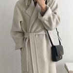 Wool coat long Heather Gray womens belted collar jacket Size XS Photo 4