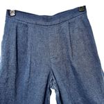 Banana Republic  Linen Blend Wide Leg Cropped Pants Blue Herringbone Size Small Photo 2