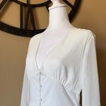 Cupshe  Chiffon Dress Ruffled Long Sleeve Boho Cocktail Button Up White Sz Small Photo 1