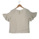 For Cynthia  100% Linen‎ Ruffle Sleeve Top Womens MP Minimalist BOHO Neutral Photo 2
