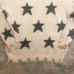 Entro Brand Cream and Black Star Sweater with distressed Hems Photo 4