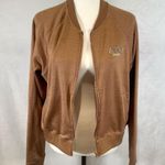 Aeropostale Aero Sport brown fleece lined zip up athletic bomber jacket size large NWT Photo 2