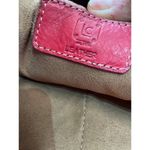 Large Red Leather Tote Bag With Double Handles Front Zipper Pocket Photo 11