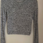 Hollister  Gray and White Fitted Crop Long Sleeve Tee Photo 0