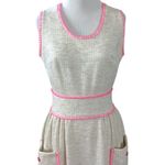 Vintage 60s 70s Shady Lane Sleeveless Cream Maxi Dress Spring Mod USA Size Small Pink Photo 2