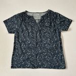 L.L. Bean Petite Floral Print Short Sleeve Top Navy Blue Size Medium Petite Photo 1