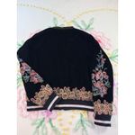 Elevenses Elévenses Bomber Jacket Embroidered Floral Black Pink Yellow Green Size S Photo 6