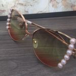 New Chic Fashion Cat Eye Pearl Bling Embellished Gradient Lend Sunglasses Gold Photo 1