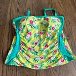 Lands' End Womens Yellow Green Pink Floral Tankini Swim Suit Top Plus Size 16 Photo 0