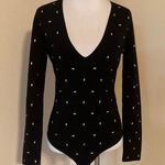ZARA Women's Bodysuit V Neck Silver Stud Black Size M Photo 8