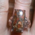 Matrix Fire Opal 14K Rose Gold Over Copper Ring (Size 9) Photo 8