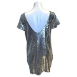 New FATE Silver Sequin Mini Dress Deep V Back Cutouts Size M Party Club Date Size M Photo 3
