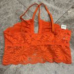 Aerie  Hibiscus Lace Halter Bralette Orange Small NEW Photo 6