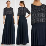 Mac Duggal Style 9180 Beaded Cape Top Formal Gown Midnight Blue Sz 4 NWT Photo 1