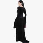 QRT Morticia Addams Costume Velvet Maxi Dress Vintage Gothic Vampire Long Small Black Photo 3
