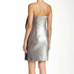 Halston Heritage NWT  Women's Gray Silver Strapless Sequin Dress Photo 1