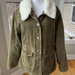 Vintage Sonoma Faux Fur Corduroy Penny Lane 70s Style Coat Size Large Green Photo 0