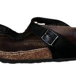 Birkenstock Gizeh Sandals L9 M7 Black Patent Leather Birko-Flor Thong Boho Photo 0