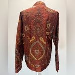 Chico's Chico’s 100% Silk Copper Orange Jacket w Metallic Appliqués Beading & Sequins Photo 5
