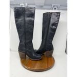 Lucky Brand  Black Leather Buckle Side Zip Knee High Heeled Boots Women's 7.5M Photo 6