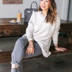 CAbi Slip Stitch Woman’s Oversized Textured Cream Chunky Knit Sweater Size Small Photo 0