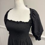 Hill House Nesli Nap Dress Short Puff Sleeve Swiss Dot Tiered Midi Black Small S Photo 7