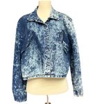 Cherokee  Blue Acid Wash Cropped Denim Shirt Jacket Vintage 90s Size Medium Photo 3