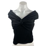 Reformation Ezlynn Black Off The Shoulder Knit Twist Front Blouse Crop Top Sz S Photo 1