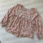 Old Navy  Floral Print Lace Trim Long Sleeve Blouse Wallflowers Pink (Large) Photo 1