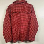 Coco Carmen Houndstooth Fringe Shacket Red Black Button Down Shirt Jacket Size M Photo 2