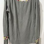 We The Free Free People Gray Blend Rainbow Embroidered Henley Top L Boho Groovy‎ Southwest E Photo 4