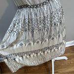 Alexandra Grecco Silk Macrame Print Dress Womens Size 2 Boat Neck Cream Black White Photo 2